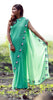 Baby Pink Rose Flowers on a Sea Green Pure Silk Georgette Saree