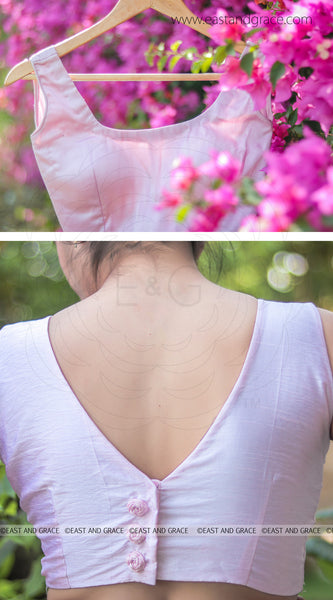 Winterland Baby Pink Raw-Silk Hand Embroidered Designer Blouse
