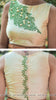 Cream Raw Silk Blouse With Green Foliage Embroidery and Ribbonwork Flowers