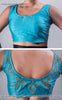 Gold Aviary Sea Blue Raw-Silk Hand Embroidered Blouse