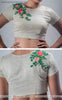 Creamery Raw-Silk Ribbon Embroidered Blouse