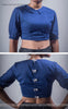 Ink Stain Blue Cotton-Satin Blouse With Bows