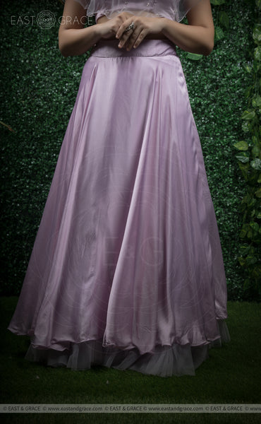 Vishakha Lavender Modal-Satin Hand-Embroidered Blouse & Lehenga