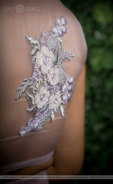 Chitra Lavender Pure Silk-Organza Hand-Embroidered Blouse & Lehenga