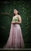 Anuradha Pink & Green Raw-Silk Hand-Embroidered Ribbonwork Lehenga