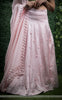 Anuradha Pink & Green Raw-Silk Hand-Embroidered Ribbonwork Lehenga