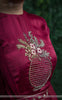 Aunjala Satin Handcrafted and Embroidered Maroon Dress