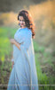 Flower's Breath Gray Sky Pure Silk-Chiffon Embroidered Saree