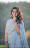 Flower's Breath Gray Sky Pure Silk-Chiffon Embroidered Saree
