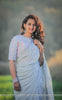 Flower's Breath Gray Sky Pure Silk-Chiffon Embroidered Saree