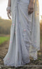 Flower's Breath Gray Sky Pure Silk-Chiffon Embroidered Saree