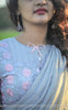 Flower's Breath Gray Sky Pure Silk-Chiffon Embroidered Saree