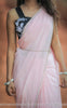 Ella Baby Pink Pure Silk-Crepe Saree with Black Embroidered Blouse