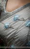 Arpan Pure Silk-Chiffon Ribbon Hand Embroidered Steel Blue Saree