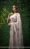 Sarah Pure Silk-Organza & Satin-Silk Ribbon Hand Embroidered Beige Pink Saree