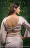Sarah Pure Silk-Organza & Satin-Silk Ribbon Hand Embroidered Beige Pink Saree