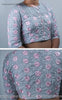 Flower's Breath Gray Cotton-Satin Blouse with Floral Embroidery