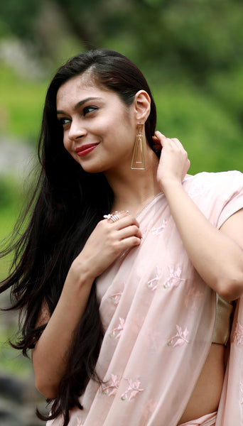 Peach Sorbet and Pearls Pure Silk Chiffon Saree