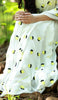 Yellow Crocus on White Pure Silk Chiffon Saree