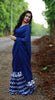 White Birdies on a Navy Blue Pure Silk Chiffon Saree