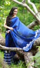 White Birdies on a Navy Blue Pure Silk Chiffon Saree