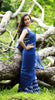 White Birdies on a Navy Blue Pure Silk Chiffon Saree