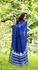 White Birdies on a Navy Blue Pure Silk Chiffon Saree