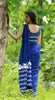 White Birdies on a Navy Blue Pure Silk Chiffon Saree
