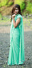 Baby Pink Rose Flowers on a Sea Green Pure Silk Georgette Saree