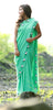 Baby Pink Rose Flowers on a Sea Green Pure Silk Georgette Saree