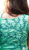 Baby Pink Rose Flowers on a Sea Green Pure Silk Georgette Saree