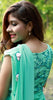 Baby Pink Rose Flowers on a Sea Green Pure Silk Georgette Saree