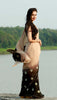 Gold Lotuses on Apricot Pure Silk Georgette Saree