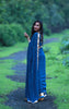 Deep Sea Blue-Green Pure Silk-Georgette Saree with Sequins