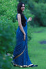 Deep Sea Blue-Green Pure Silk-Georgette Saree with Sequins