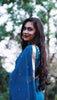Deep Sea Blue-Green Pure Silk-Georgette Saree with Sequins