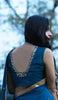 Deep Sea Blue-Green Pure Silk-Georgette Saree with Sequins