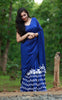 White Birdies on a Navy Blue Pure Silk Chiffon Saree