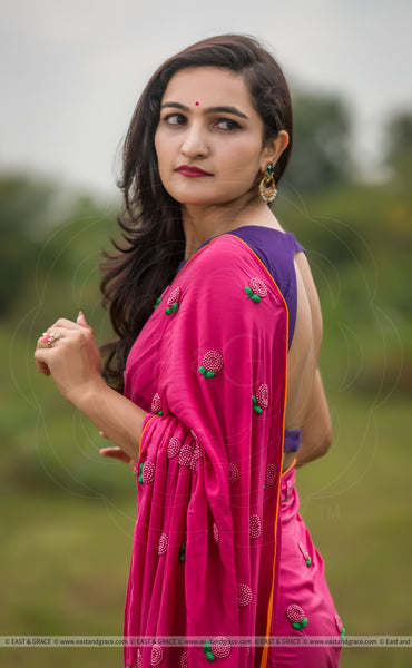 Pinkberry Modal Cotton Hand Embroidered Saree