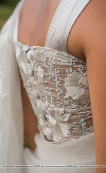 White Magnolia Pure Silk-Organza Embroidered Saree