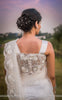 White Magnolia Pure Silk-Organza Embroidered Saree