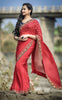 Red Ruby Silk Chiffon Saree with Gold Sequin Embroidery