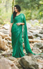 Sweet Pear Celadon Green Pure Satin Georgette Saree