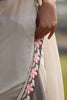 Gray Pure Silk-Georgette and Pure Silk-Chiffon Saree with Frangipani Floral Embroidery