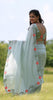 Sage Green Pure Silk-Chiffon Saree with Embroidered Lilies