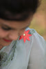 Sage Green Pure Silk-Chiffon Saree with Embroidered Lilies