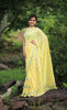 Pastel Yellow Pure Georgette Buttercup Ribbon-work Saree