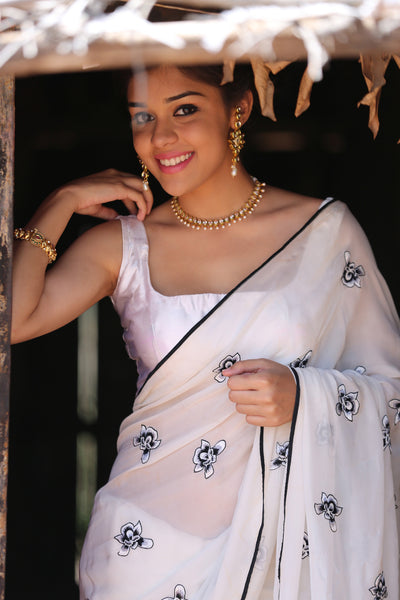 Iris Pure Chiffon Pure White Saree