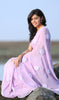 Lilac Pure Silk Georgette Ribbon-Work Saree