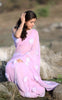 Lilac Pure Silk Georgette Ribbon-Work Saree